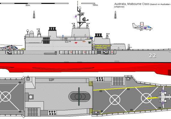Корабль Aus CV4 Spruance Melbourne - чертежи, габариты, рисунки