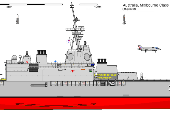 Ship Aus CV4 Spruance Melbourne AU - drawings, dimensions, figures