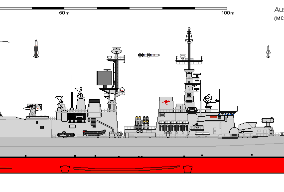 Корабль Aus DDG De La Penne AWD AU (1990) - чертежи, габариты, рисунки