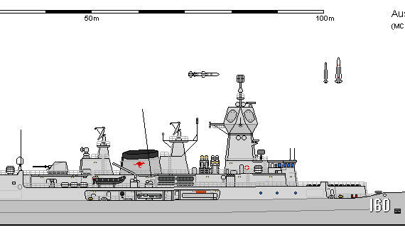 Корабль Aus FFG Meko 360 Anzac AU - чертежи, габариты, рисунки