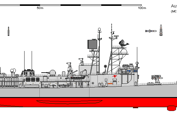 Корабль Aus FFG Perry ADELAIDE AU - чертежи, габариты, рисунки