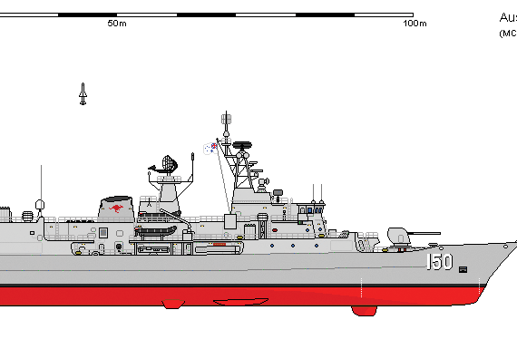 Корабль Aus FF Meko 200 ANZAC - чертежи, габариты, рисунки