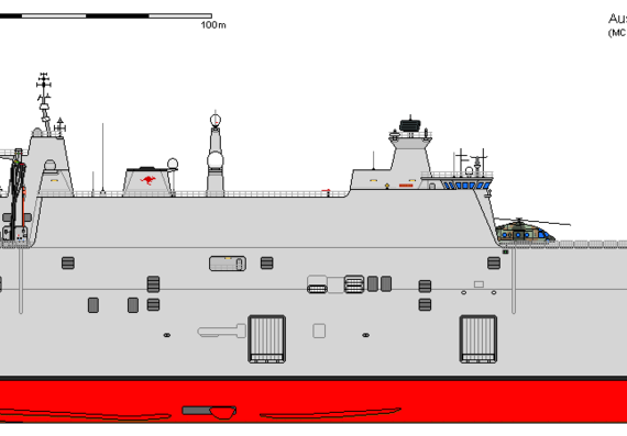 Корабль Aus LHD Navantia BPE CANBERRA - чертежи, габариты, рисунки