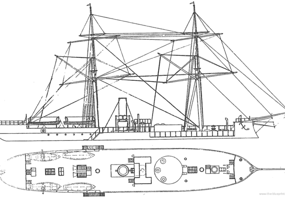 Ship BAP Huascar (Ironclad) (Peru) (1866) - drawings, dimensions, pictures