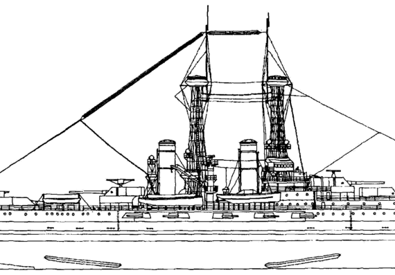 Боевой корабль BB-28 USS Delaware (1921) - чертежи, габариты, рисунки