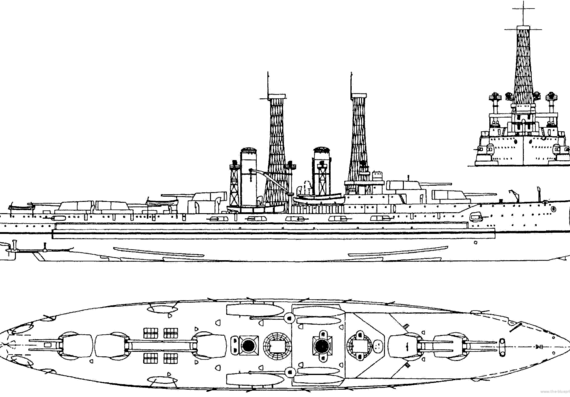 Combat ship BB-29 USS North Dakota (1909) - drawings, dimensions, pictures