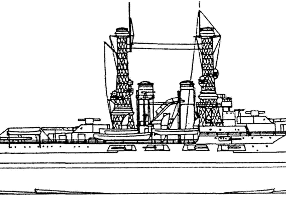 Боевой корабль BB-31 USS Utah (1923) - чертежи, габариты, рисунки