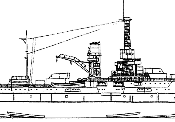 Боевой корабль BB-31 USS Utah (1937) - чертежи, габариты, рисунки