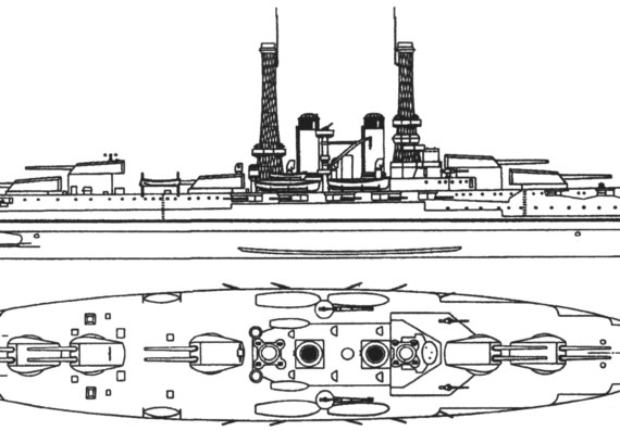Боевой корабль BB-34 USS New York (1918) - чертежи, габариты, рисунки