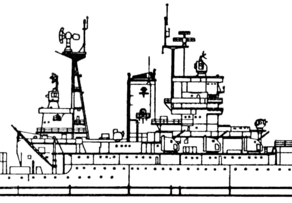 Боевой корабль BB-41 USS Mississippi (1955) - чертежи, габариты, рисунки