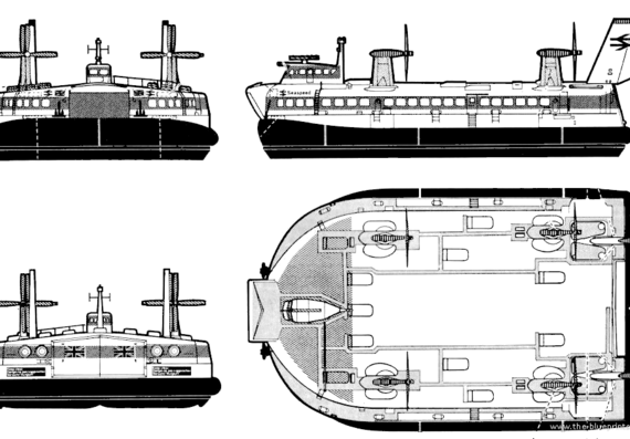 Корабль BHC SR.N4 Hovercraft - чертежи, габариты, рисунки