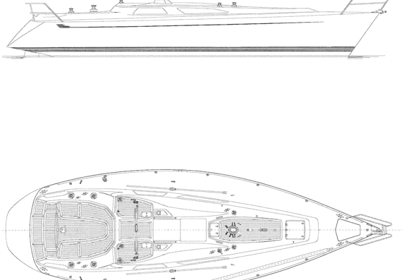 Морское судно Baltic B40 Deck versions 1 and 2 - чертежи, габариты, рисунки