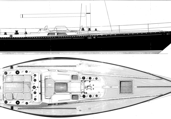 Морское судно Baltic B46 Deck plan - чертежи, габариты, рисунки