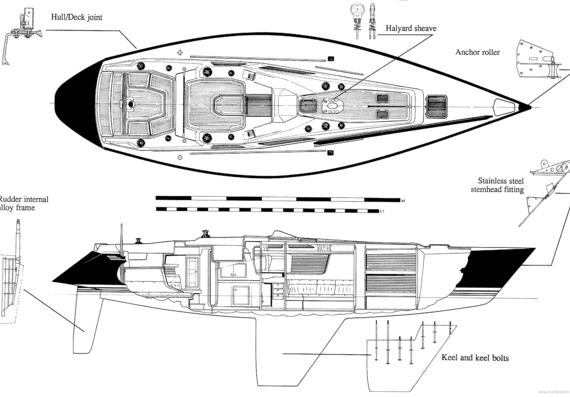 Морское судно Baltic B48DP deck - чертежи, габариты, рисунки