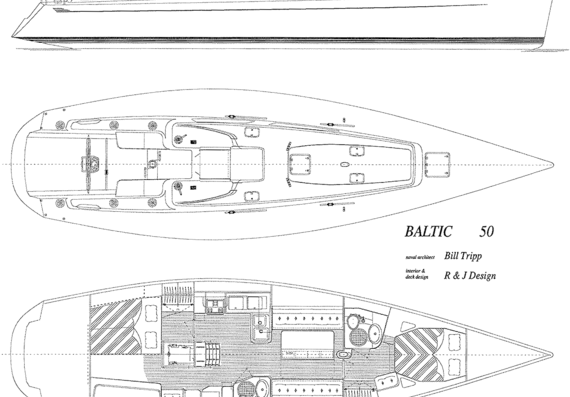 Морское судно Baltic B50 Deck Interior layout - чертежи, габариты, рисунки