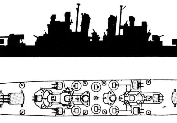 Военный корабль Baltimore Class - чертежи, габариты, рисунки