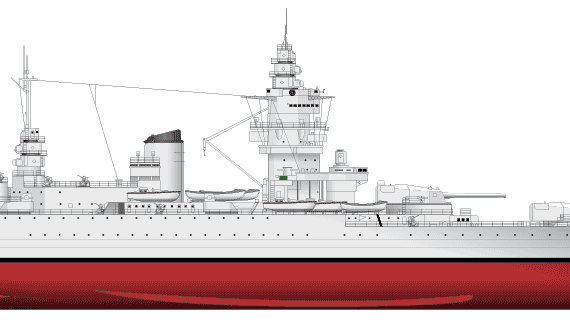 Battleship Dunkerque - drawings, dimensions, pictures
