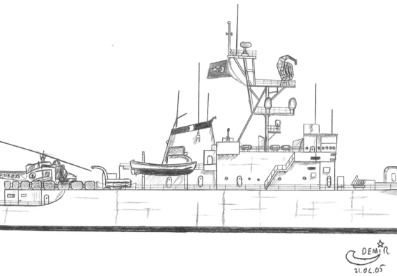 Военный корабль Berk-d 358 d 359 Peyk Minion (Turkish) - чертежи, габариты, рисунки