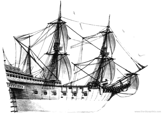 Ship Brederoe 1650 - drawings, dimensions, pictures