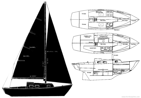 Marine vessel Bristol 24 - drawings, dimensions, figures