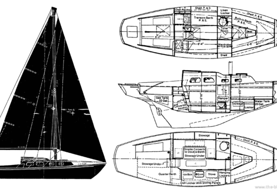 Морское судно Bristol 27 - чертежи, габариты, рисунки