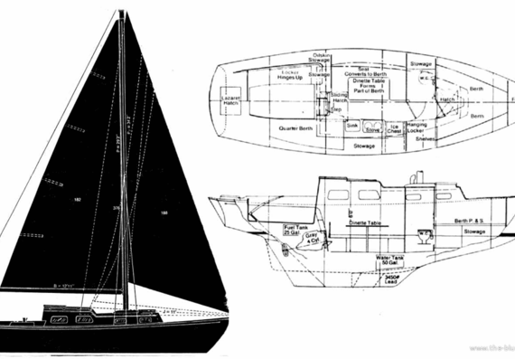 Marine vessel Bristol 29 - drawings, dimensions, figures
