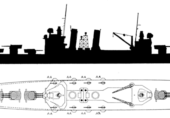 Военный корабль Brooklyn Class - чертежи, габариты, рисунки