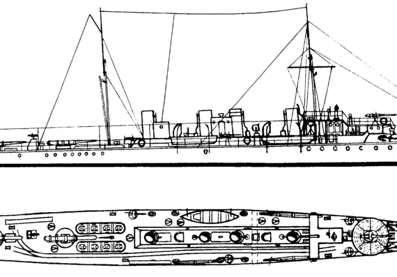 Эсминец Buiny 1902 (Destroyer) - чертежи, габариты, рисунки