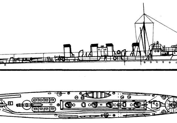 Эсминец Burny 1902 (Destroyer) - чертежи, габариты, рисунки