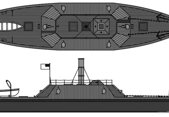 Корабль CSS Albemarle (Ironclad) - чертежи, габариты, рисунки