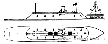 CSS Merrimack warship - drawings, dimensions, figures