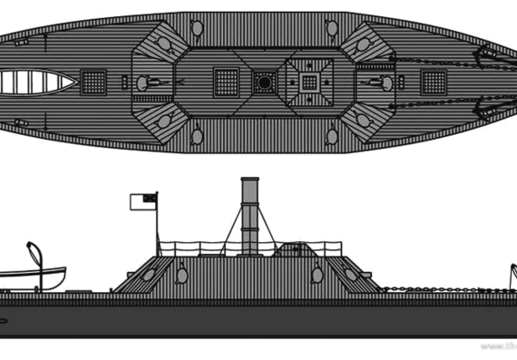 Корабль CSS Neuse (Ironclad) - чертежи, габариты, рисунки