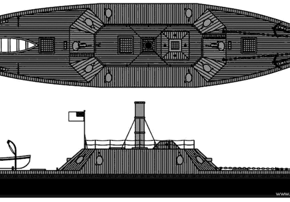 Корабль CSS Neuse (Ironclad Ram) - чертежи, габариты, рисунки