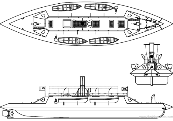 Корабль CSS Palmetto State (Ironclad Ram) - чертежи, габариты, рисунки