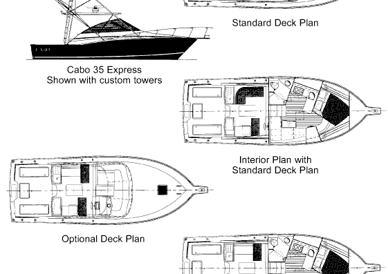 Яхта Cabo 35X - чертежи, габариты, рисунки