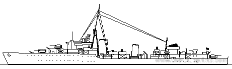 Корабль Canadian Navy Tribe class Destrofer (1944) - чертежи, габариты, рисунки