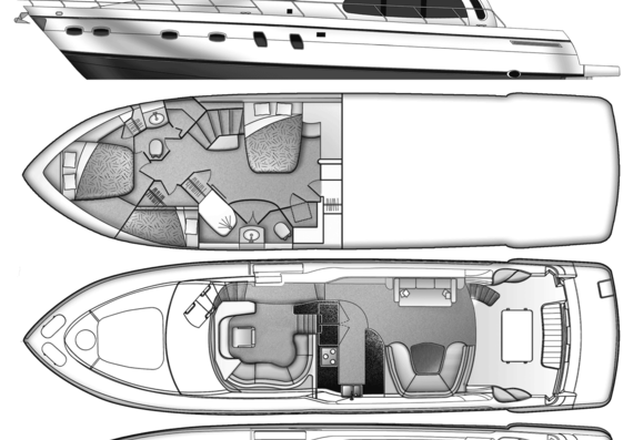 Яхта Carver 560 Voyager SE - чертежи, габариты, рисунки