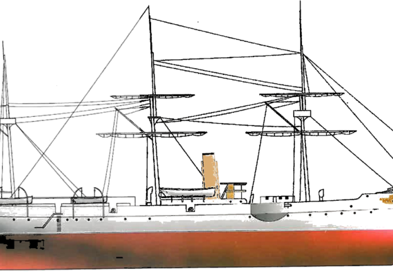 Ship China- Guangjia (1885) - drawings, dimensions, pictures
