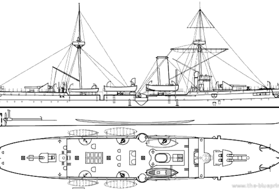 China - Chin Yuen (Protected Cruiser) (1884) - drawings, dimensions, pictures