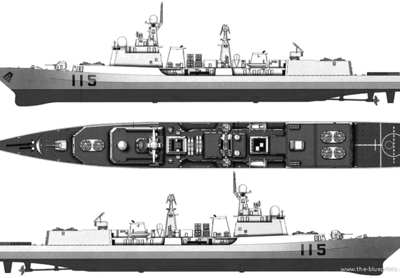 Эсминец China Shenyang (Destroyer) - чертежи, габариты, рисунки