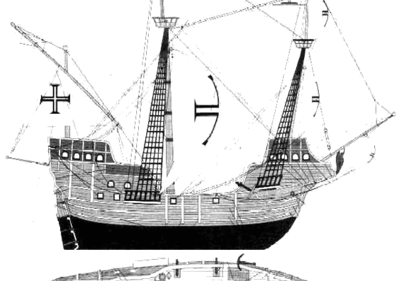 Conquistadores Ship - drawings, dimensions, pictures