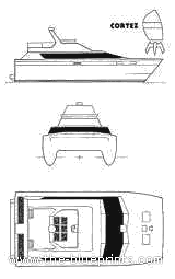 Корабль Cortez Catamaran - чертежи, габариты, рисунки