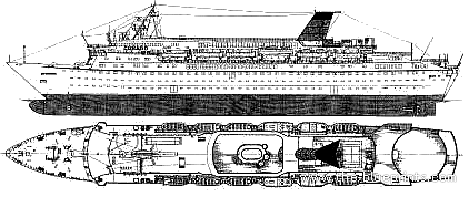 Корабль Cunard Princess (1990) - чертежи, габариты, рисунки