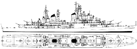 Корабль DBM Hamburg (Destroyer) - чертежи, габариты, рисунки