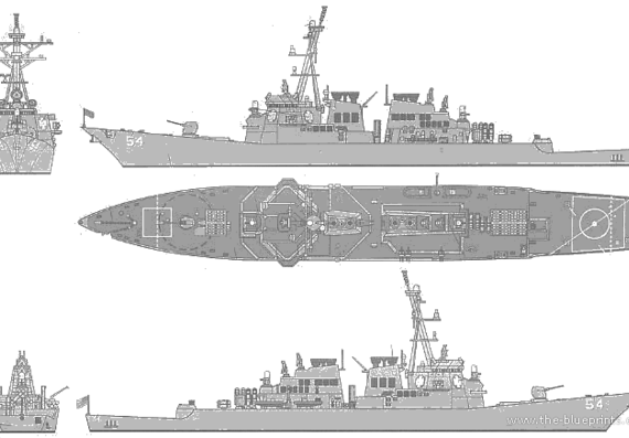Destroyer DDG 54 - drawings, dimensions, figures
