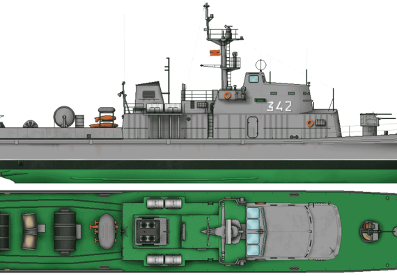 Корабль DDR Zingst 342 (Minesweeper) - чертежи, габариты, рисунки