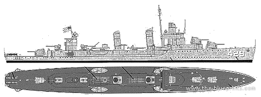 Destroyer DD 429 Livymore - drawings, dimensions, figures