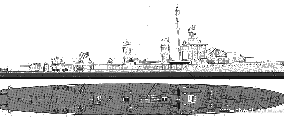 Эсминец DD 605 Caldwell - чертежи, габариты, рисунки
