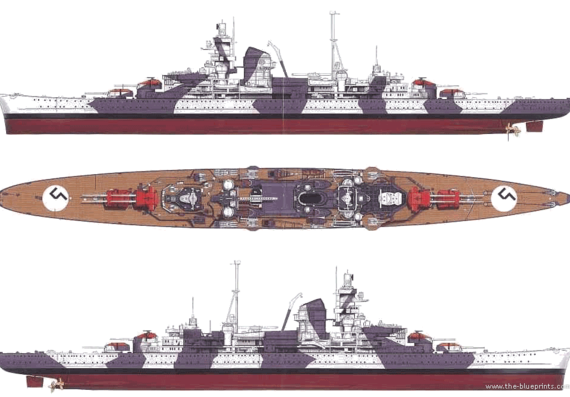 Корабль DKM Admiral Hipper (Heavy Cruiser) - чертежи, габариты, рисунки