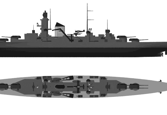 Корабль DKM Admiral Hipper (Heavy Cruiser) (1941) - чертежи, габариты, рисунки
